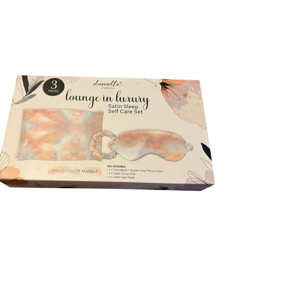 Danielle Creations Satin Sleep Self Care Set Queen Pink White NIB